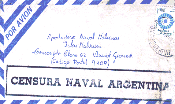 Carta censurada durante la Guerra de las Malvinas- Fuente: Daniel G. Gionco