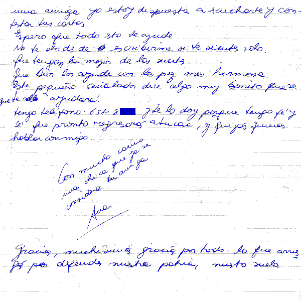 Carta a un soldado - Se&ntilde;orita de 16 a&ntilde;os - Fuente: Daniel G. Gionco