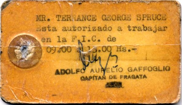 Credencial de trabajo para malvinenses, rubricada por Adolfo A. Gaffoglio (1982) - Fuente: Terrance G. Spruce