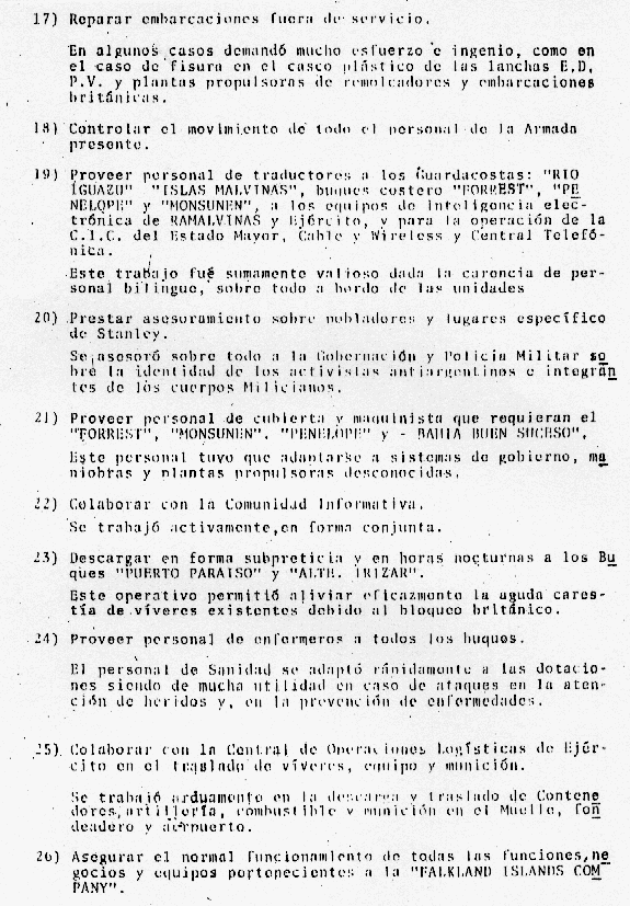 Lista de los trabajos hechos por el Apostadero durante la guerra de 1982  - Página 3