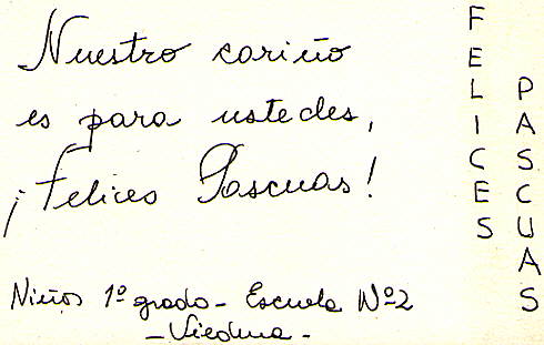 Tarjeta pascual - Ni&ntilde;o de primer grado - Fuente: Daniel G. Gionco