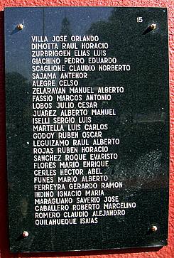 Placa 15 del cenotafio de Retiro - Fuente: Daniel G. Gionco
