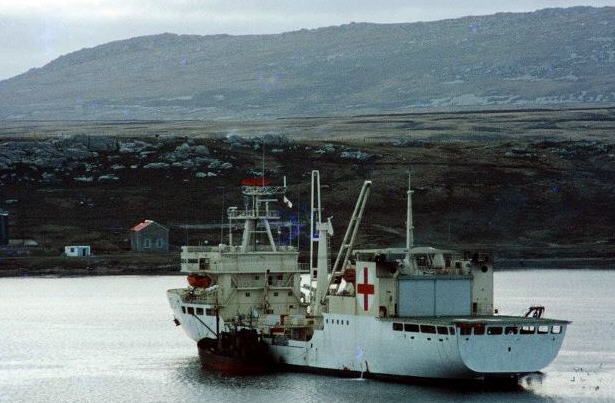Foto del Forrest y el buque hospital ARA Bahía Paraíso en las Malvinas- Fuente: Peter Clement