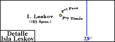Islas Sandwich del Sur: Mapa de la isla Leskov, la m&aacute;s peque&ntilde;a y la m&aacute;s occidental del archipi&eacute;lago